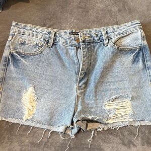 Fashion Nova Sky Blue Ripped Jean Shorts